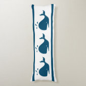 Costal Nautical Navy BLUE WHALE White Lichaamskussen (Voorkant Verticaal)