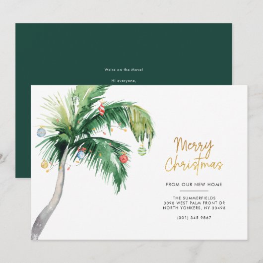 Costal Palm Tree Holiday Moving Announcement Aankondiging (Voorkant / Achterkant)
