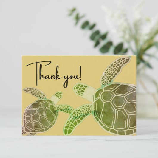 Costal Tropical Green Zee Turtle Bedankkaart (Staand voorkant)