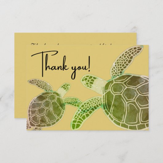 Costal Tropical Green Zee Turtle Bedankkaart (Voorkant / Achterkant)