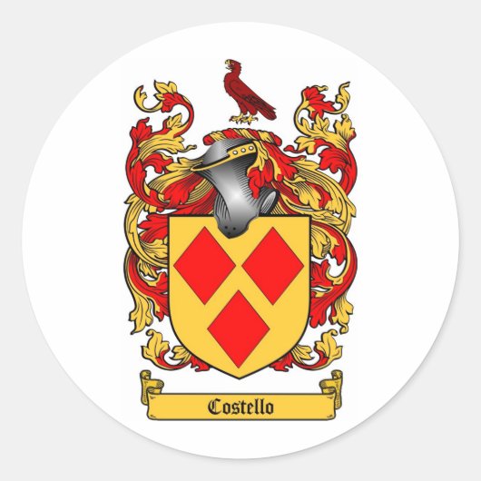 COSTELLO FAMILY CREST - COSTELLO WAPEN RONDE STICKER (Voorkant)
