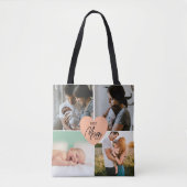 Costom Modern Beste Mam Ooit 4 Fotocollage Tote Bag (Voorkant)