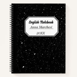 Costomazable Zwart-wit Traditioneel Engels Notitieboek