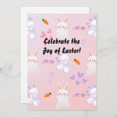 Costomize roze blauw schattig konijn Pasen Feestdagenkaart (Voorkant / Achterkant)