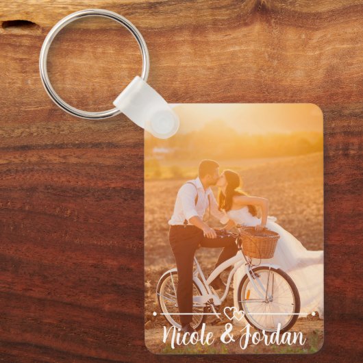 Costum Photo Couples Keychain with Names & Date (Voorkant)