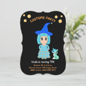 Costume Birthday on Black Invitation Kaart (Staand voorkant)