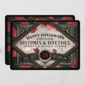Costume Cocktails Red Black Devil Halloween Invite Kaart (Voorkant / Achterkant)