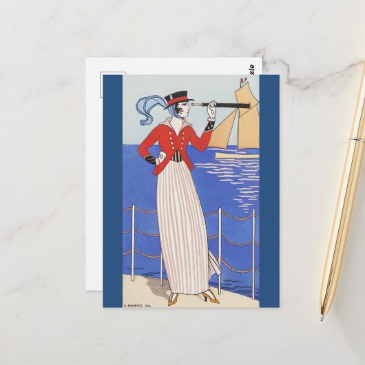 Costume de Yacht van George Barbier Briefkaart (Voorkant / Achterkant in situ)