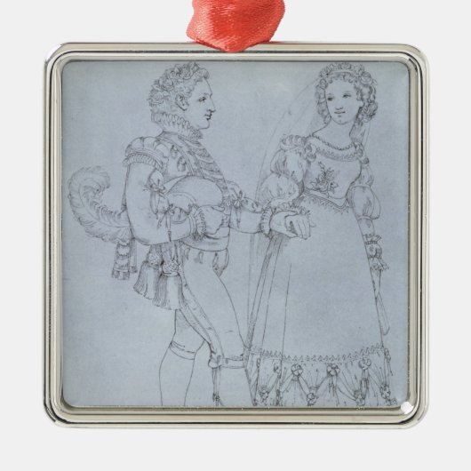 Costume design Figaro en Susanna uit opera Metalen Ornament (Voorkant)