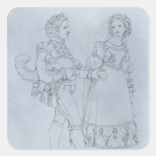 Costume design Figaro en Susanna uit opera Vierkante Sticker