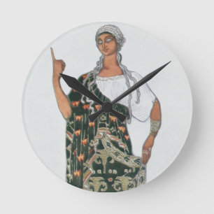 Costume design uit Phedre, 1917 (kleurenlitho) Ronde Klok