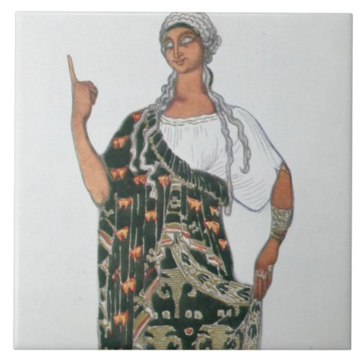 Costume design uit Phedre, 1917 (kleurenlitho) Tegeltje (Voorkant)