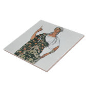 Costume design uit Phedre, 1917 (kleurenlitho) Tegeltje (Zijkant)