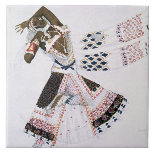 Costume design van Le Dieu Bleu, 1911 (kleur verli Tegeltje