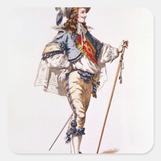 Costume design voor Don Juan van Moliere Vierkante Sticker (Voorkant)