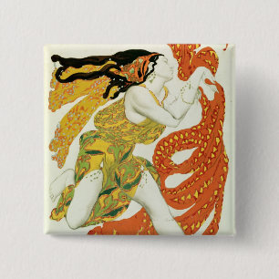 Costume design voor een bacchante in 'Narcisse' Vierkante Button 5,1 Cm