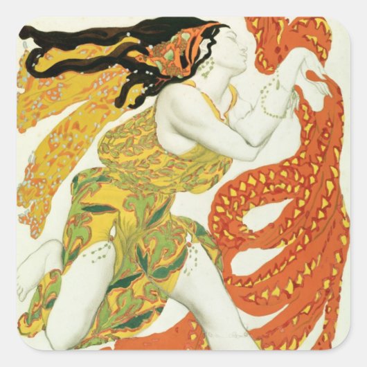 Costume design voor een bacchante in 'Narcisse' Vierkante Sticker (Voorkant)