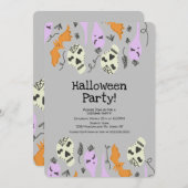 Costume Halloween Party Ghost Skull Doodles Grey Kaart (Voorkant / Achterkant)