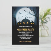 Costume Halloween party met pompoenen in spooky Kaart (Staand voorkant)