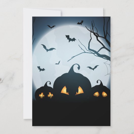 Costume Halloween party met pompoenen in spooky Kaart (Achterkant)