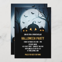 Costume Halloween party met pompoenen in spooky