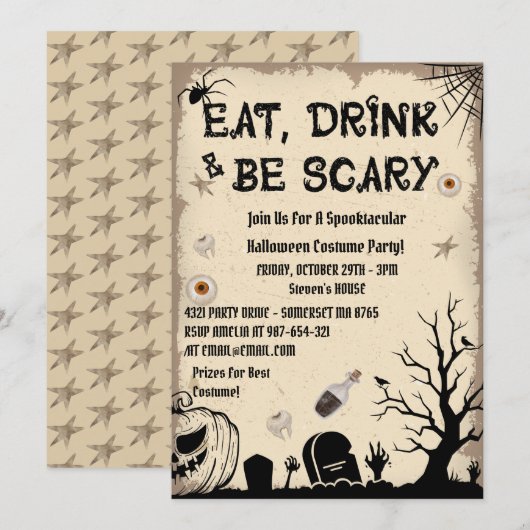 Costume Old and  Party Halloween Kaart (Voorkant / Achterkant)