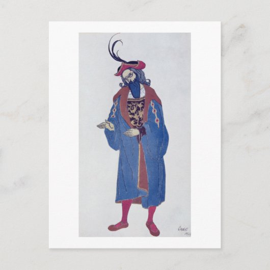 Costume-ontwerp voor Blue-Beard, van slaapschoonhe Briefkaart (Voorkant)