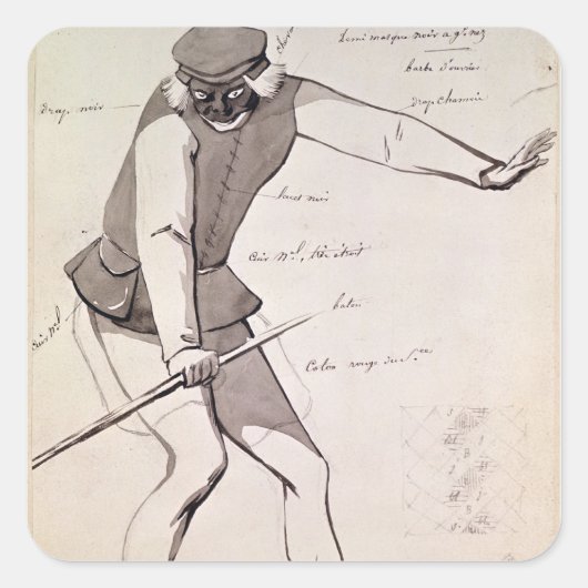 Costume-ontwerp voor een Acrobat Vierkante Sticker (Voorkant)