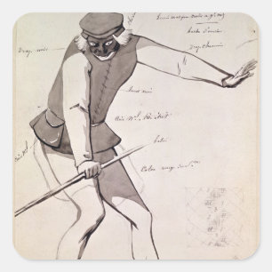 Costume-ontwerp voor een Acrobat Vierkante Sticker