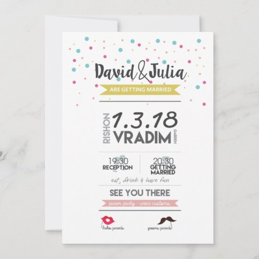 Costume party bruiloft uitnodiging (Achterkant)