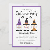 Costume Party Halloween Gnomes Paars Sinaasappel Kaart (Voorkant)