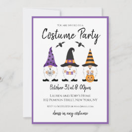 Costume Party Halloween Gnomes Paars Sinaasappel Kaart