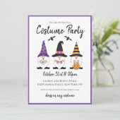 Costume Party Halloween Gnomes Paars Sinaasappel Kaart (Staand voorkant)