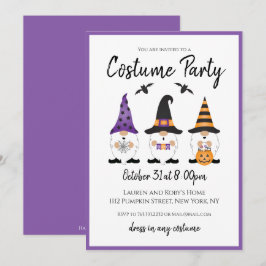 Costume Party Halloween Gnomes Paars Sinaasappel Kaart