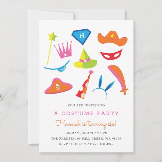 Costume Party Kids verjaardagsfeestje Rainbow 003 Kaart (Voorkant)