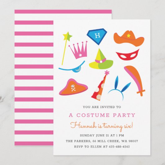 Costume Party Kids verjaardagsfeestje Rainbow 003 Kaart (Voorkant / Achterkant)