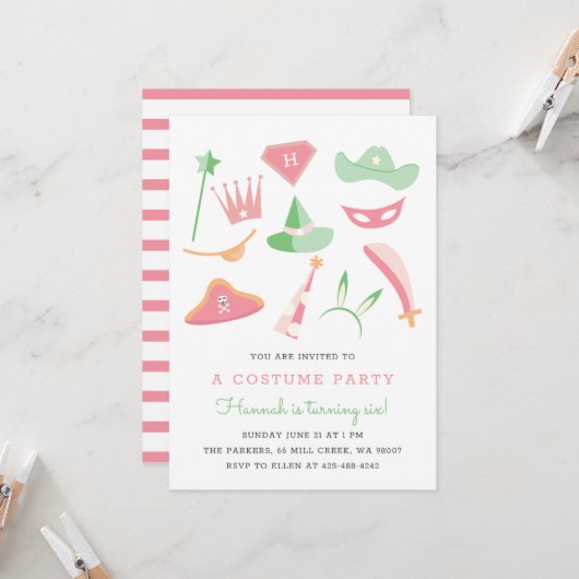 Costume Party Kids verjaardagspaketten Kaart (Voorkant / Achterkant in situ)