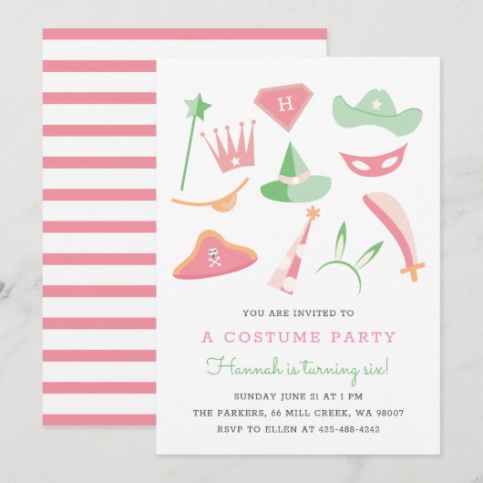 Costume Party Kids verjaardagspaketten Kaart (Voorkant / Achterkant)