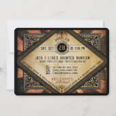 Costume Party Oranje Black Spider Cocktail Invite Kaart (Achterkant)