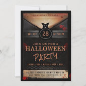 Costume Party Spooky Bat Halloween Party Invite Kaart (Voorkant)