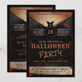Costume Party Spooky Bat Halloween Party Invite Kaart (Voorkant / Achterkant)