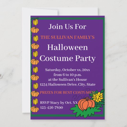 Costume Party van de Monster van de Partij van de  Kaart (Achterkant)