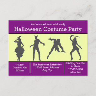 Costume Silhouette Paars - 3x5 Partij nodigt uit Kaart