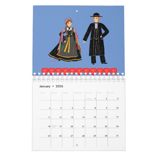 Costume traditionnel d'Alsace, Frankrijk Kalender (Jan 2026)