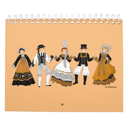 Costume traditionnel de Bretagne, Frankrijk Kalender (Achterkant)