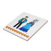 Costume traditionnel de Normandie, Frankrijk Tegeltje (Zijkant)