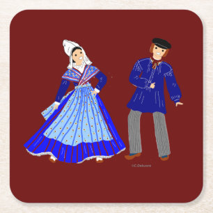 Costume traditionnel de Picardie, Frankrijk Kartonnen Onderzetters