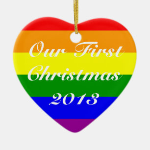 Costumed date Gay Married Couple First Kerstmis Keramisch Ornament