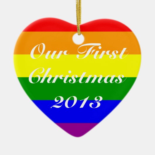 Costumed date Gay Married Couple First Kerstmis Keramisch Ornament (Voorkant)