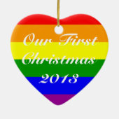 Costumed date Gay Married Couple First Kerstmis Keramisch Ornament (Achterkant)